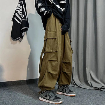 Black Cargo Pants for Men Oversize Cargo Trousers Male Green Loose Casual Japanese Streetwear Hip Hop Pocket Big Size aidase-shop